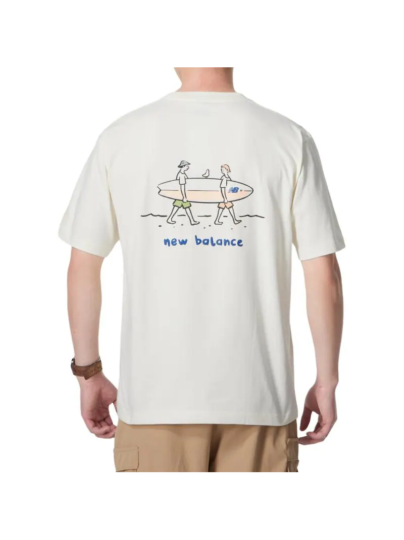 Футболка New Balance Wave Club T-shirt 'Ivory' — изображение 2 из 3, белый