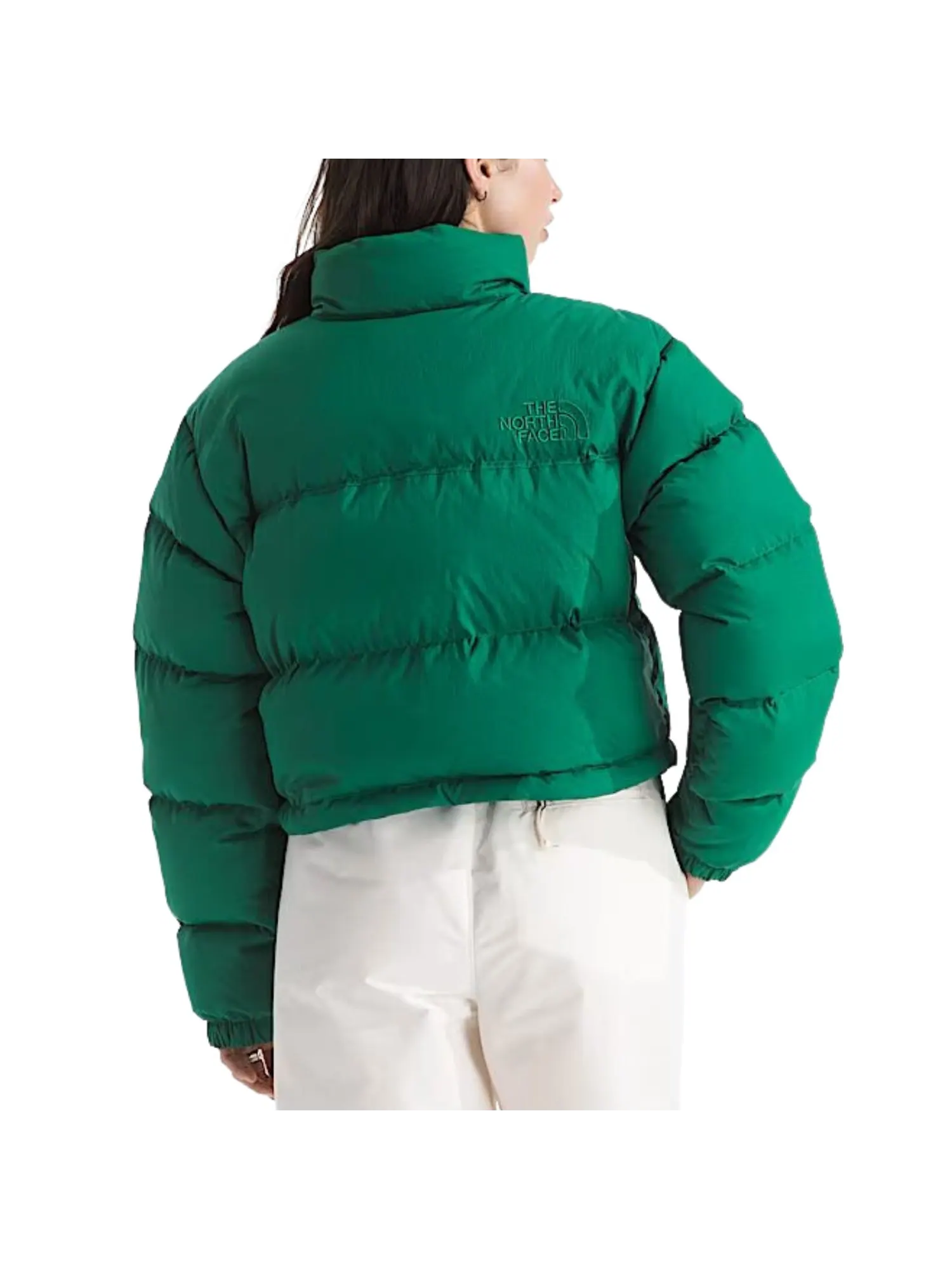 (WMNS) Куртка The North Face Nuptse Short DTM Jacket 'Evergreen' — изображение 3 из 3, зеленый