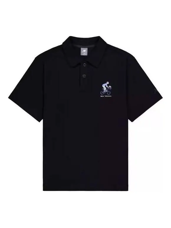 Поло New Balance Small Biking Graphic Polo Shirt 'Black' NFE26061-BK — изображение 1 из 2, черный
