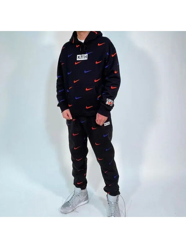 Толстовка x nike new york knicks aop hoodie 'black' Kith — изображение 3 из 4, черный