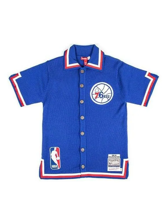 Рубашка Mitchell & Ness x CLOT NBA Philadelphia 76ers Shooting Shirt 'Blue' NNSSEY18118-P76ROYA82 — 1