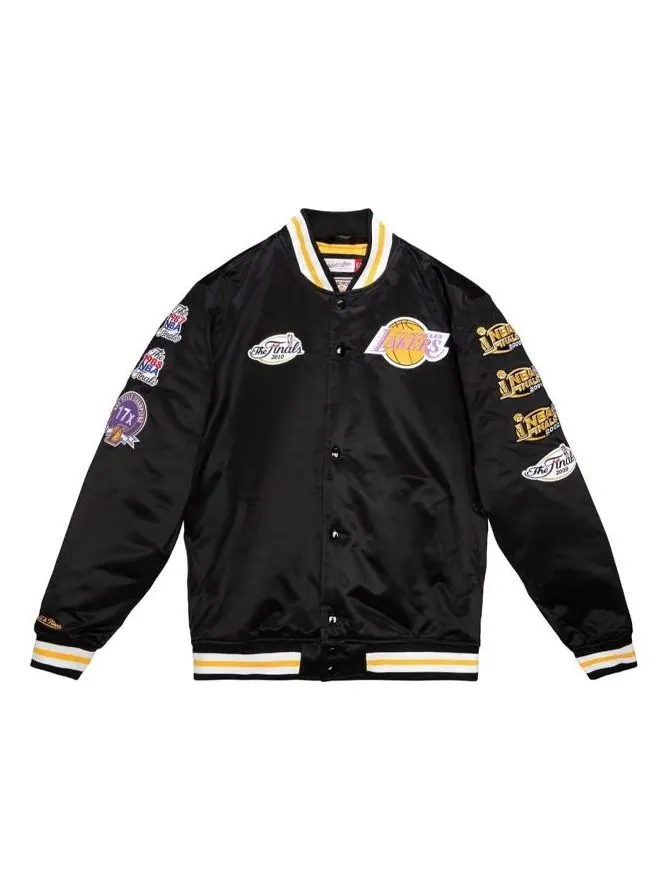 Куртка Mitchell & Ness NBA Los Angeles Lakers Champ City Satin Jacket 'Black' — изображение 1 из 2, черный