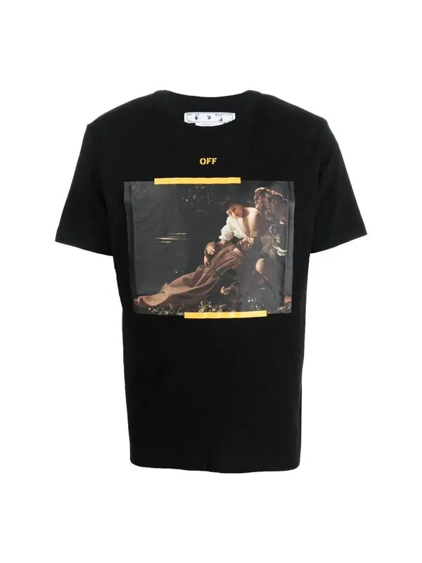 Футболка men's fw22 caravaggio arrow character printing casual short sleeve black t-shirt Off-White — изображение 1 из 4