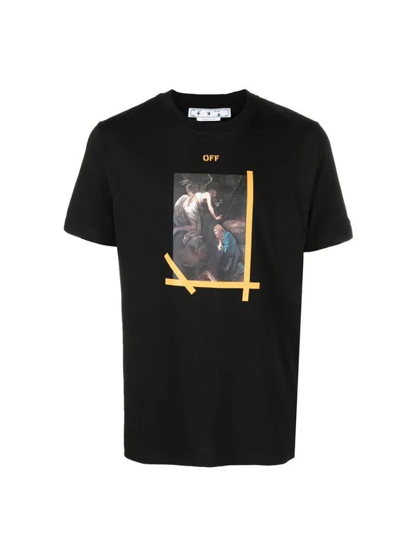 Футболка caravaggio printed cotton t-shirt black Off-White — изображение 1 из 4, черный/белый