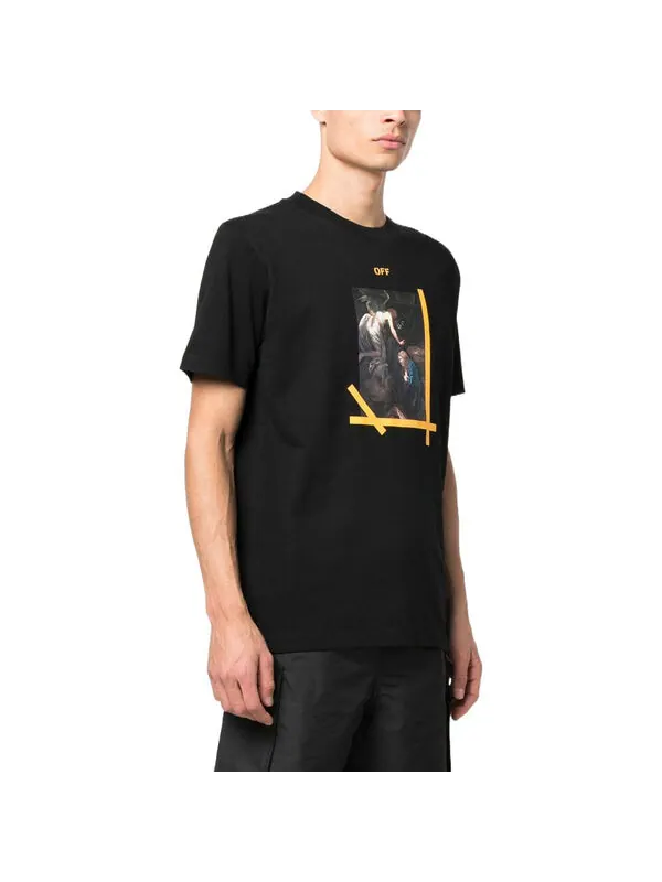 Футболка caravaggio printed cotton t-shirt black Off-White — изображение 4 из 4, черный/белый
