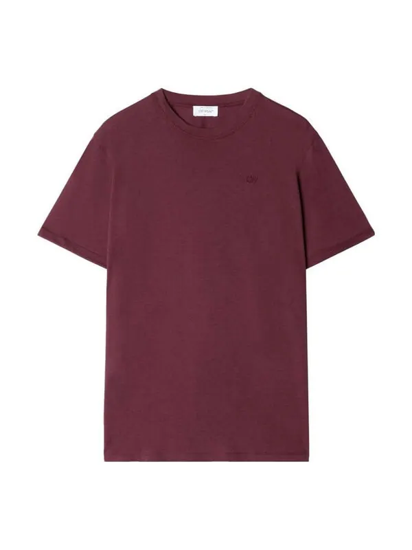 Футболка logo-embroidered cotton t-shirt 'burgundy' Off-White — изображение 1 из 4, бордовый