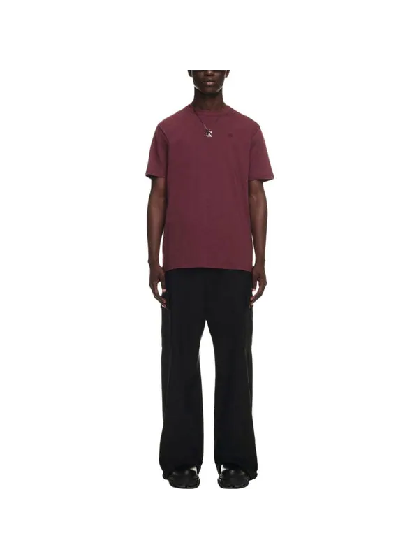 Футболка logo-embroidered cotton t-shirt 'burgundy' Off-White — изображение 2 из 4, бордовый