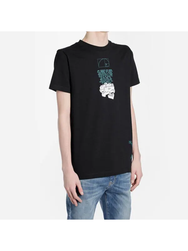 Футболка Off-White C/O Virgil Abloh Men'S Black Fibonacci Dripping Arrows Slim — изображение 4 из 4, черный