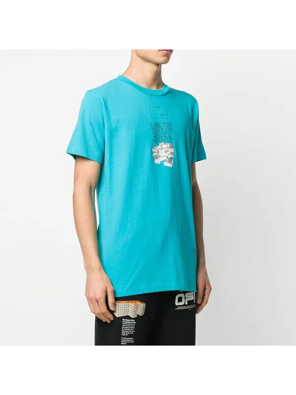 Футболка OFF-WHITE Alphabet Printing Short Sleeve Blue — изображение 3 из 4, мульти