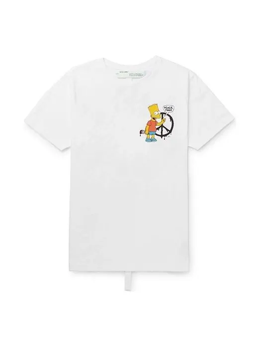 Футболка Men's OFF-WHITE x The Simpsons/ The Simpsons Crossover Printing Short Sleeve Ordinary — изображение 1 из 4, белый