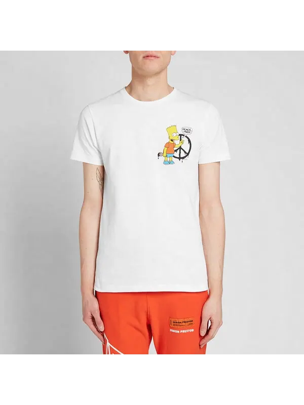 Футболка Men's OFF-WHITE x The Simpsons/ The Simpsons Crossover Printing Short Sleeve Ordinary — изображение 4 из 4, белый