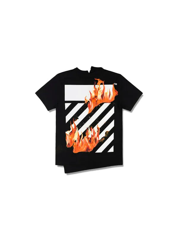Футболка virgil abloh black diag fire short sleeve Off-White — изображение 2 из 4, черный