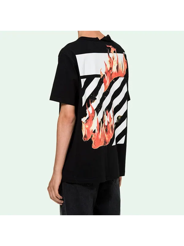 Футболка virgil abloh black diag fire short sleeve Off-White — изображение 4 из 4, черный