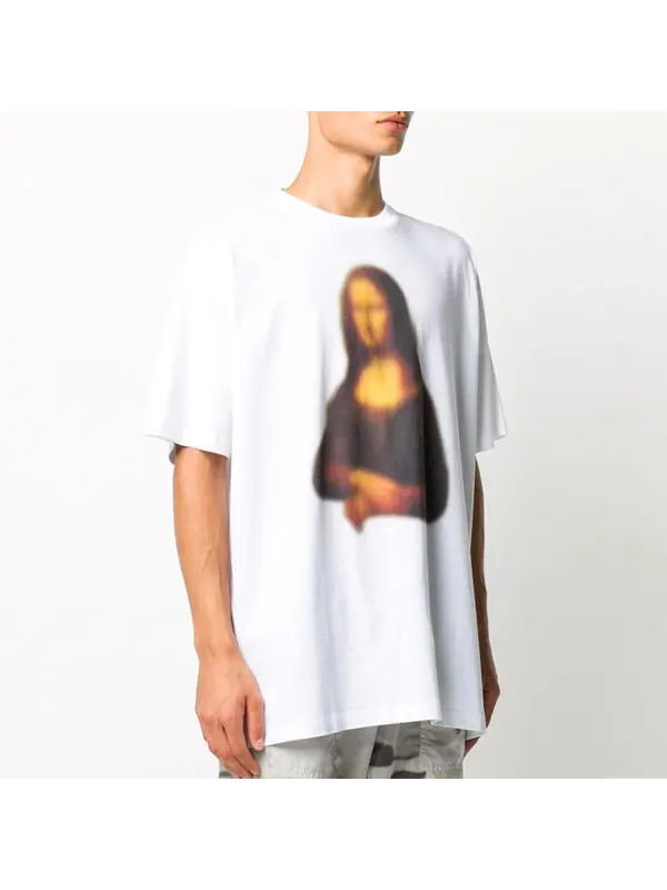 Футболка fw20 mona lisa applique tee men's white Off-White — изображение 2 из 4, белый