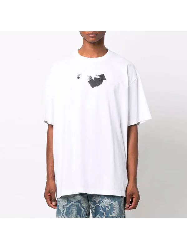 Футболка men's fw21 round neck arrow pattern printing short sleeve loose fit white t-shirt Off-White — изображение 2 из 4