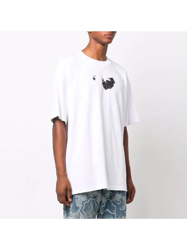 Футболка men's fw21 round neck arrow pattern printing short sleeve loose fit white t-shirt Off-White — изображение 3 из 4