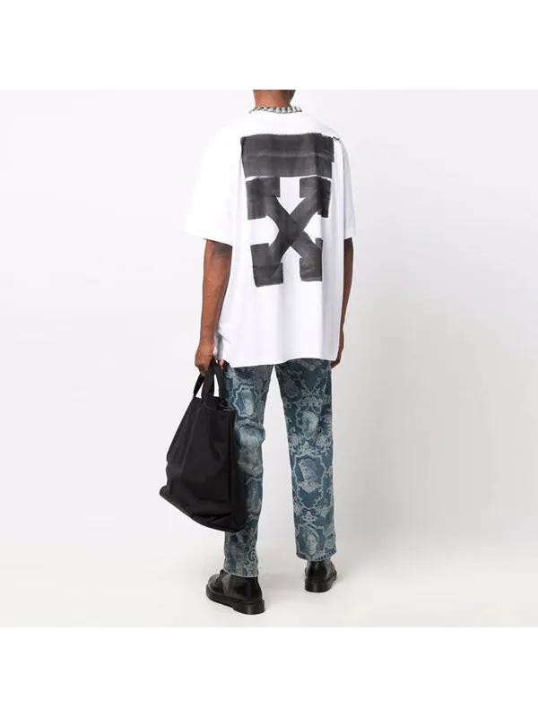 Футболка men's fw21 round neck arrow pattern printing short sleeve loose fit white t-shirt Off-White — изображение 4 из 4