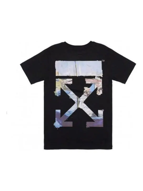 Футболка oversize painting arrow printing cotton round neck short sleeve loose fit black Off-White — изображение 1 из 4