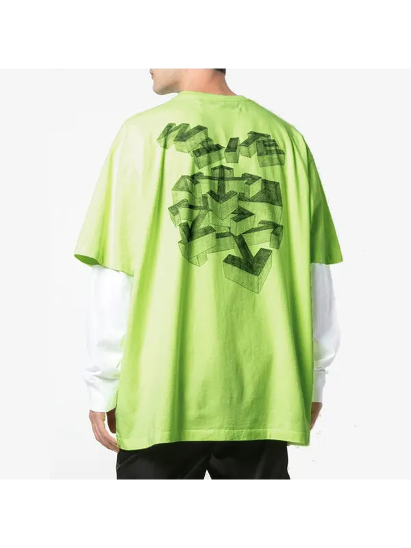 Футболка graphic arrows print oversize Off-White — изображение 3 из 4, зеленый