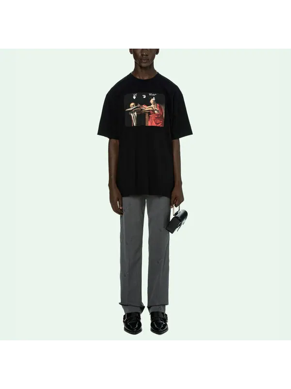 Футболка Off-White Caravaggio Short-Sleeve Over Tee 'Black/Red' — изображение 2 из 4, черный