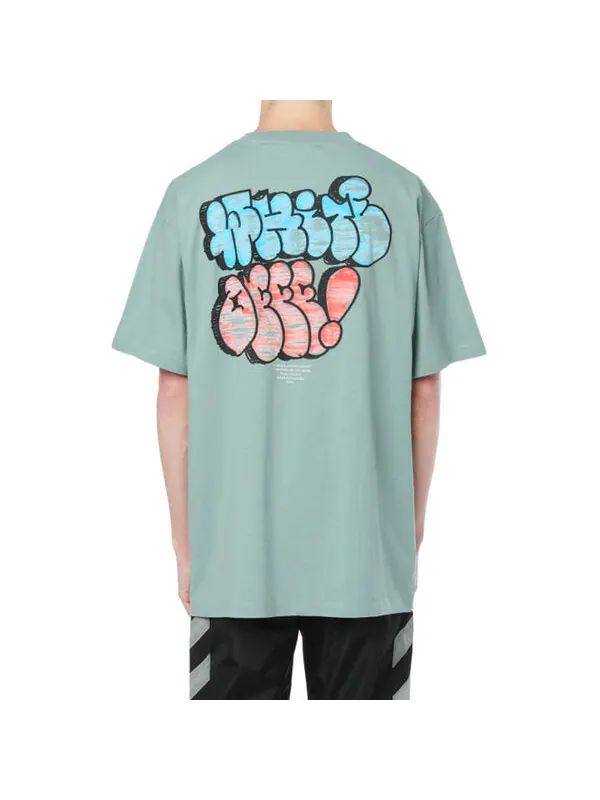 Футболка logo t-shirt 'green' Off-White — изображение 3 из 4, светлый зеленый