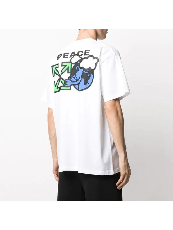Футболка peace worldwide over tee 'white/green' Off-White — изображение 4 из 4, белый