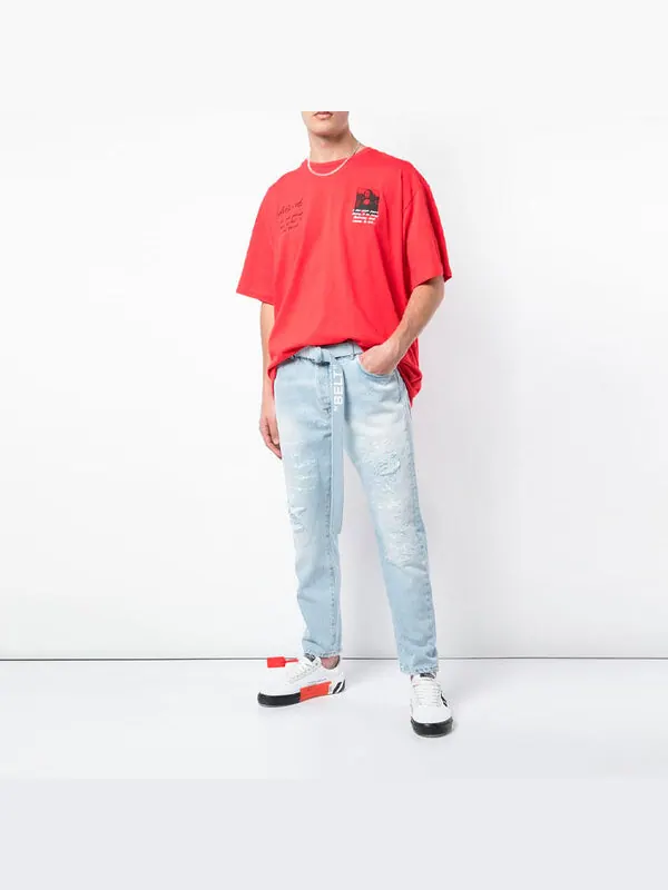 Футболка mona lisa oversized t-shirt 'red' Off-White — изображение 3 из 4, красный