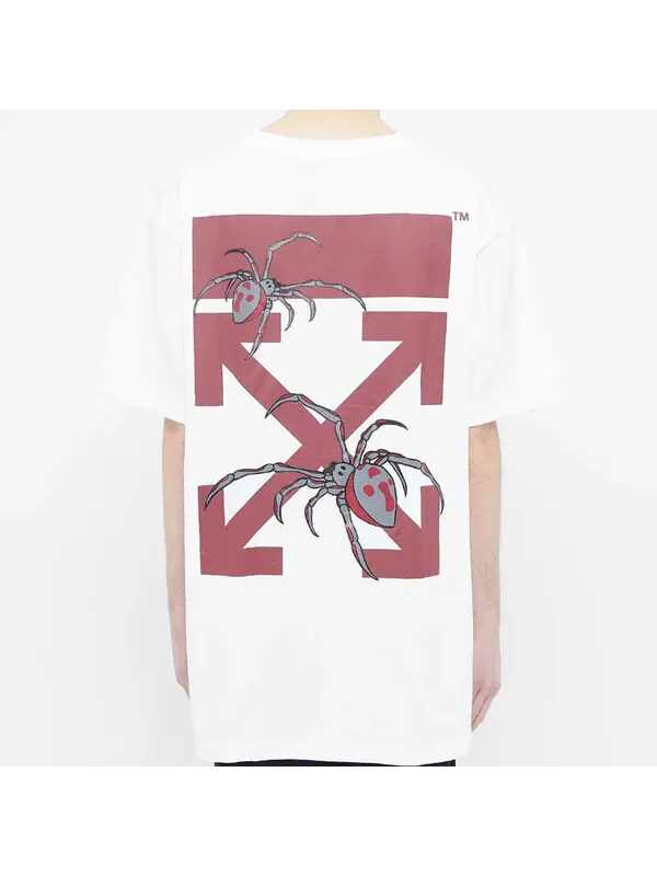 Футболка mens spider arachno arrow print sketch logo loose short sleeve Off-White — изображение 3 из 4, белый красный