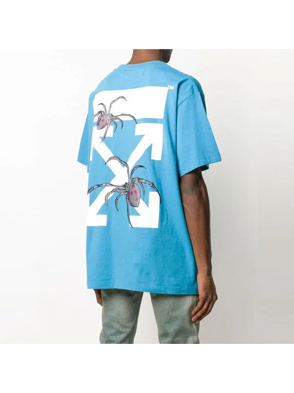 Футболка arachno arrow print printing short sleeve loose fit blue Off-White — изображение 4 из 4, светлый синий