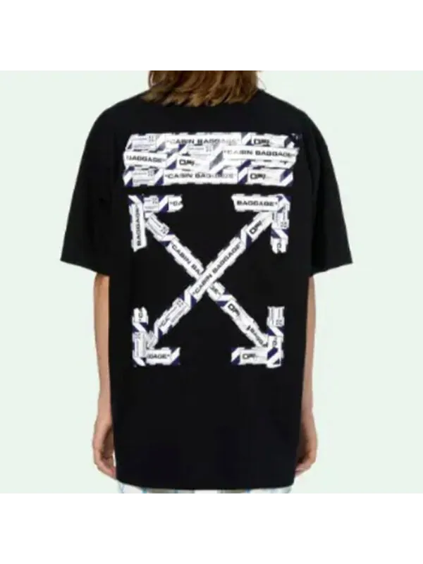 Футболка c/o virgil abloh men's black airport tape over tee Off-White — изображение 4 из 4, черный