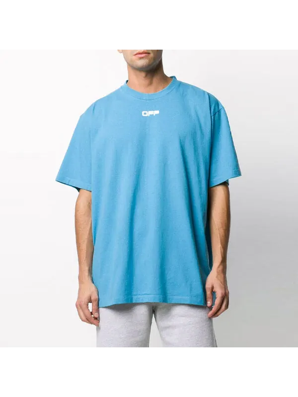 Футболка ss20 airport tape print for men blue Off-White — изображение 2 из 4, синий