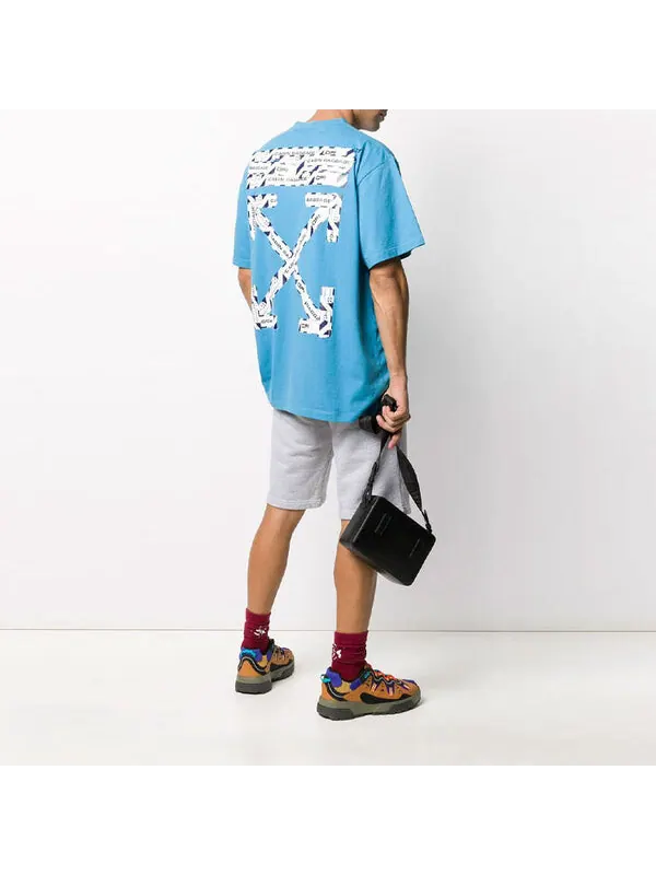Футболка ss20 airport tape print for men blue Off-White — изображение 3 из 4, синий