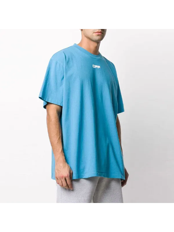 Футболка ss20 airport tape print for men blue Off-White — изображение 4 из 4, синий