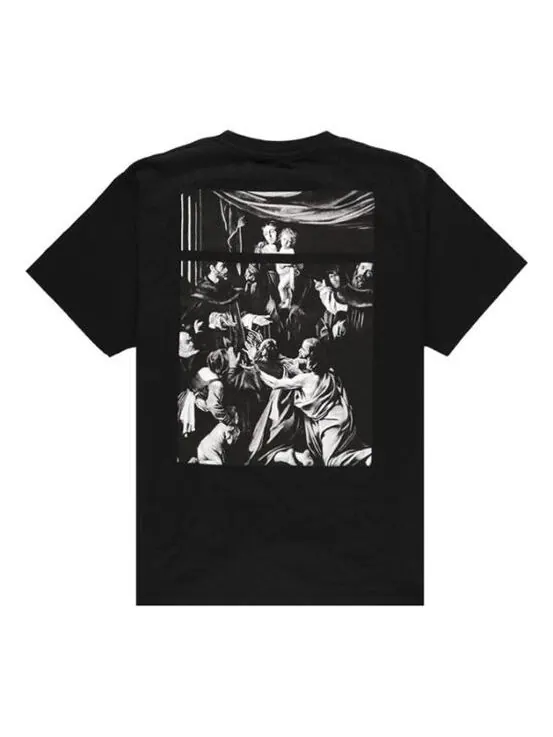 Футболка ss20 caravaggio square back logo-print loose short sleeve Off-White — изображение 1 из 4, черный
