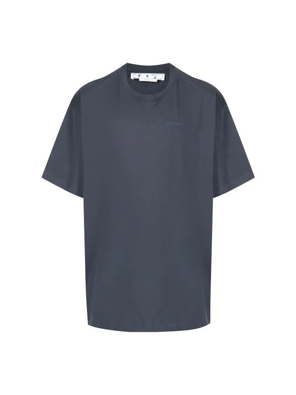 Футболка Men's OFF-WHITE Stripe Printing Short Sleeve Loose Fit Navy Blue T-Shirt — изображение 1 из 4, мульти