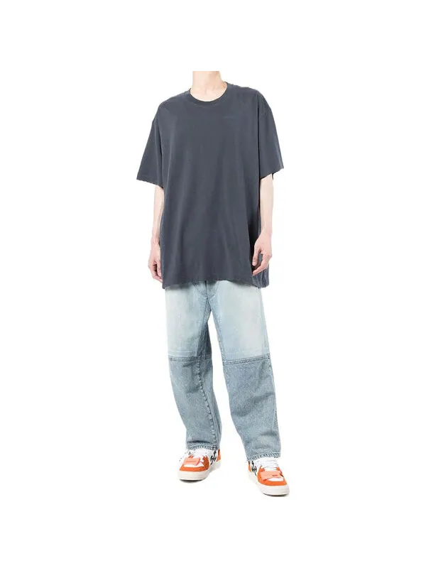 Футболка Men's OFF-WHITE Stripe Printing Short Sleeve Loose Fit Navy Blue T-Shirt — изображение 2 из 4, мульти