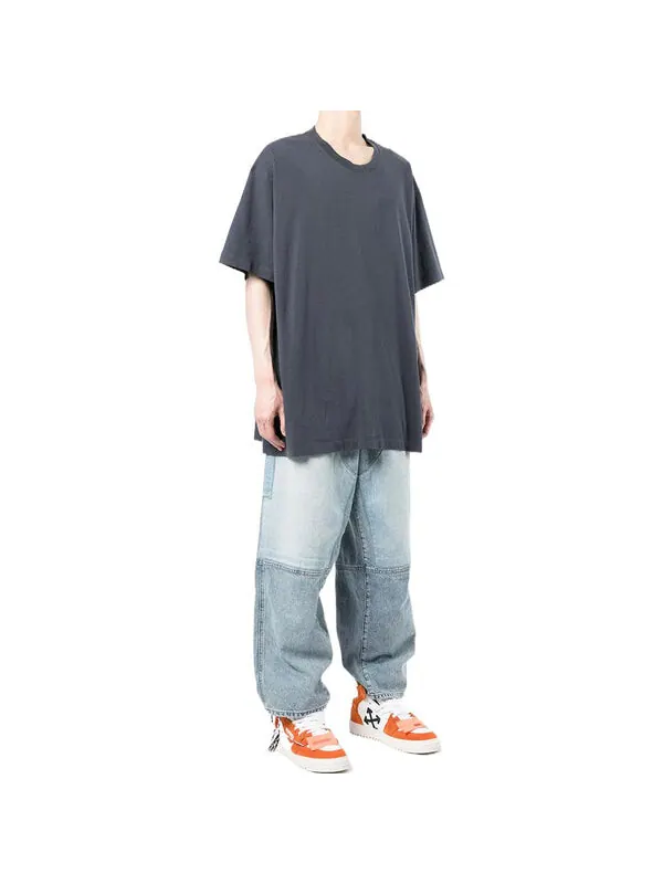Футболка Men's OFF-WHITE Stripe Printing Short Sleeve Loose Fit Navy Blue T-Shirt — изображение 3 из 4, мульти