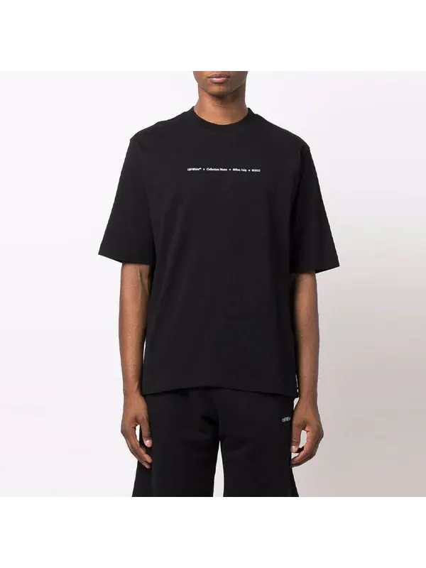 Футболка fw21 logo round neck short sleeve slim fit version black Off-White — изображение 2 из 4, черный