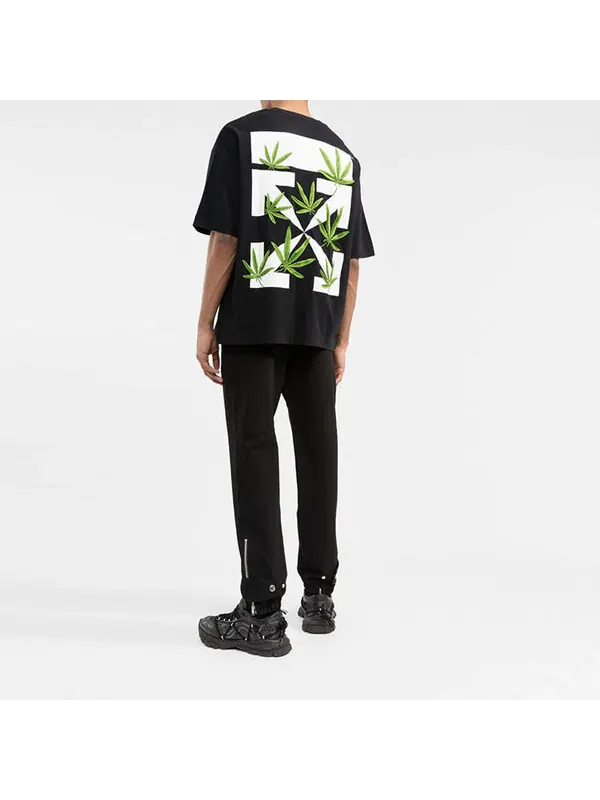 Футболка weed arrows oversized t-shirt 'black green' Off-White — изображение 3 из 4, черный/зеленый/белый