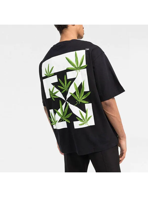 Футболка weed arrows oversized t-shirt 'black green' Off-White — изображение 4 из 4, черный/зеленый/белый