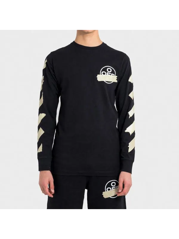 Футболка tape arrows long sleeve t-shirt 'black' Off-White — изображение 4 из 4, черный