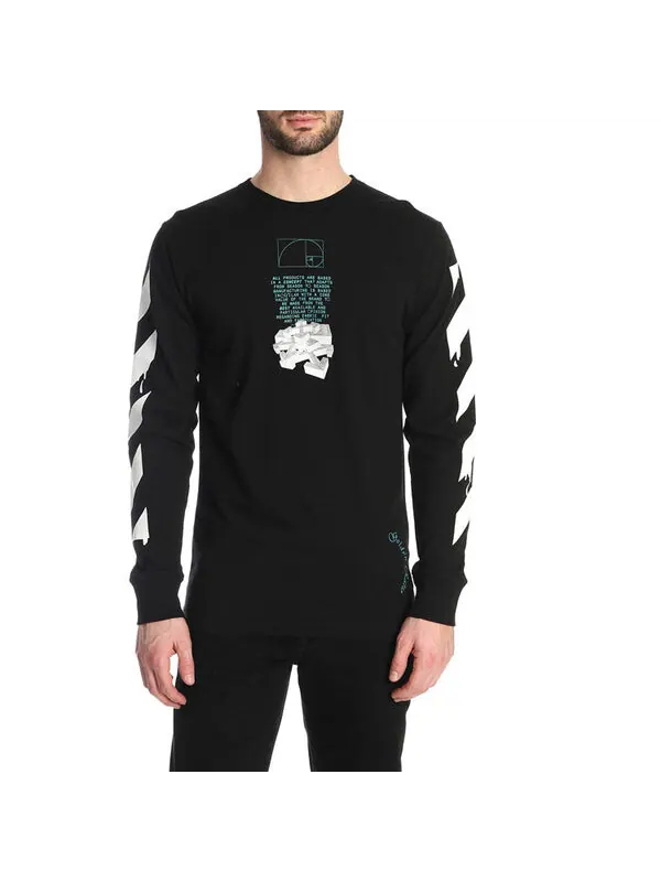 Футболка dripping arrows logo arrow printing long sleeves black Off-White — изображение 3 из 4, черный