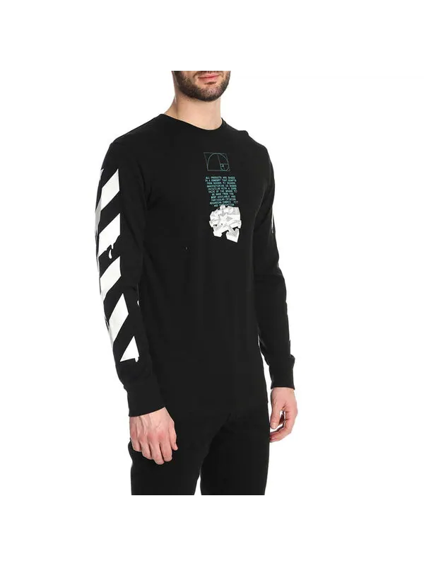 Футболка dripping arrows logo arrow printing long sleeves black Off-White — изображение 4 из 4, черный