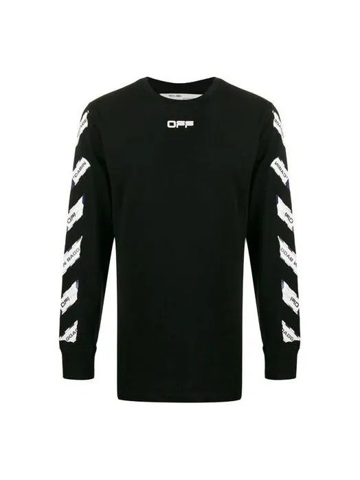 Толстовка airport tape printing stripe round neck black Off-White — изображение 1 из 4, черный