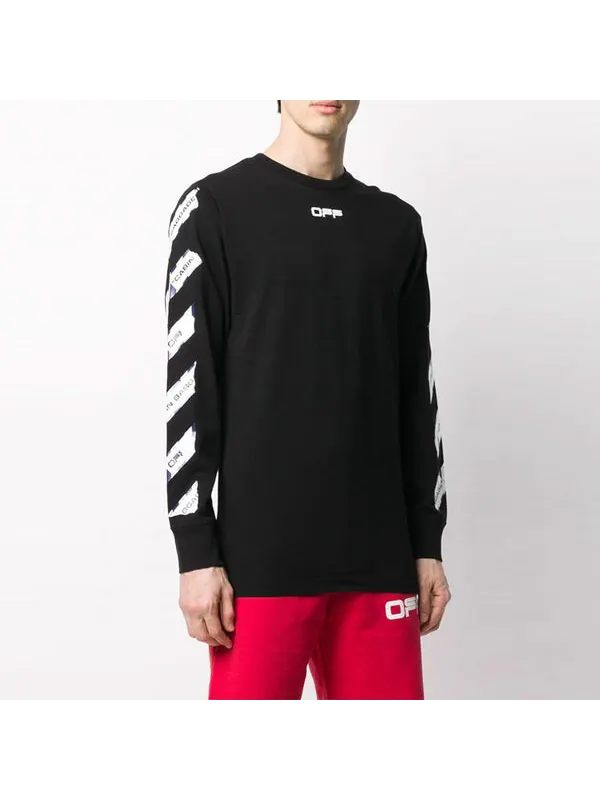 Толстовка airport tape printing stripe round neck black Off-White — изображение 3 из 4, черный