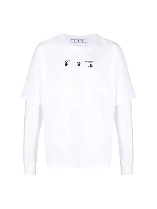 Футболка ss21 logo rear pattern printing round neck long sleeves ordinary version white Off-White — изображение 1 из 4, белый
