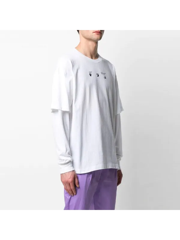 Футболка ss21 logo rear pattern printing round neck long sleeves ordinary version white Off-White — изображение 3 из 4, белый