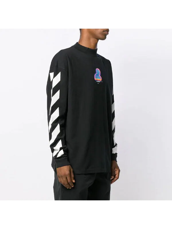 Футболка diagonal striped cotton longsleeve Off-White — изображение 4 из 4, черный