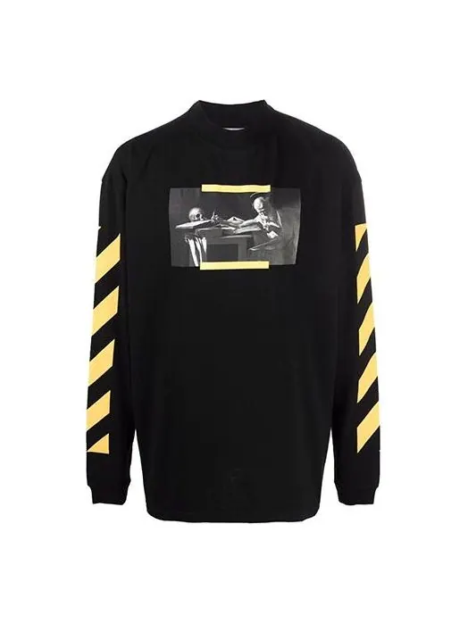 Толстовка men's caravaggio painting pattern stripe long sleeves loose fit black Off-White — изображение 1 из 4, черный
