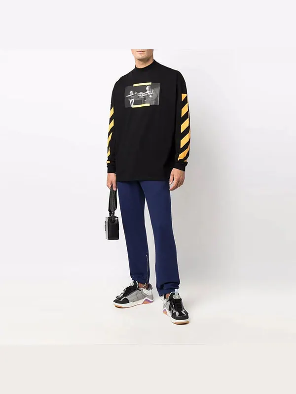 Толстовка men's caravaggio painting pattern stripe long sleeves loose fit black Off-White — изображение 2 из 4, черный